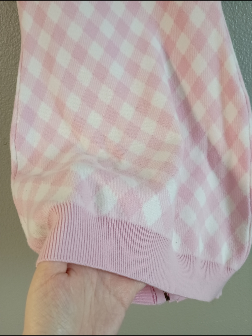 Pink Argyle Zip-Front Knit Dress - Picture 2 of 4